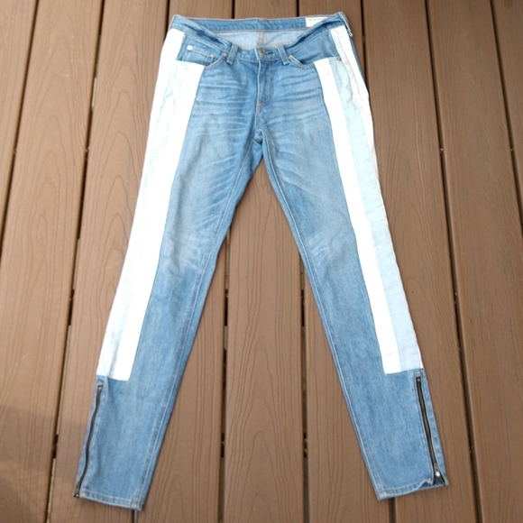 RAG & BONE skinny racer patchwork jeans 27 (D2) - Picture 4 of 13